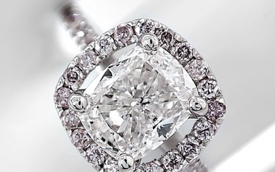 IGI Certified 1.86 Carat H\\SI and Pink Diamonds Ring - Ring White gold