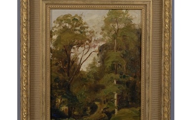 Impressionist woodland scene, mid-20th century oil on board,...