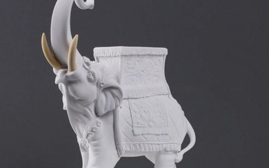 Indian Elephant White Carrara Marble Sculpture (3.5lbs)