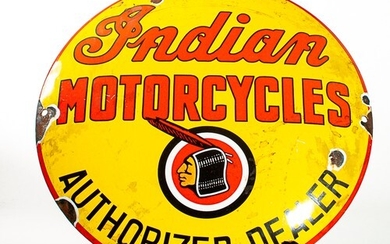 Indian Motorcycles Circular Enamel Advertising Sign 28.5cm d...