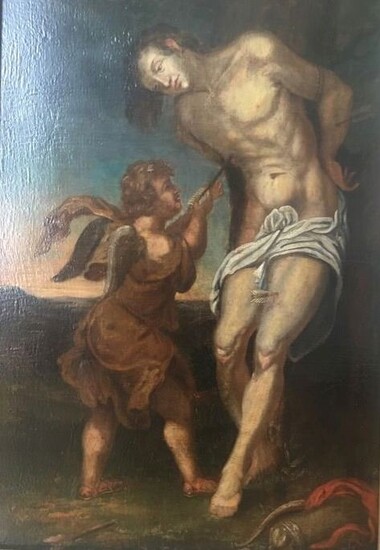 Italian School - Late 17th Century oil on canvas - Saint Sebastian