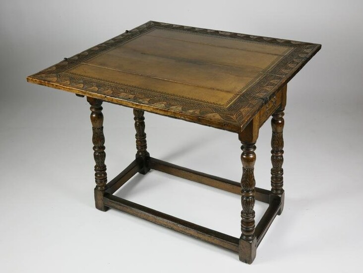 Jacobean Style Carved Oak Games Table, early 20th