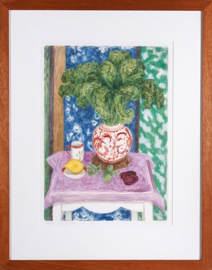 Janet Yake Still Life with Kale Monotype on Paper