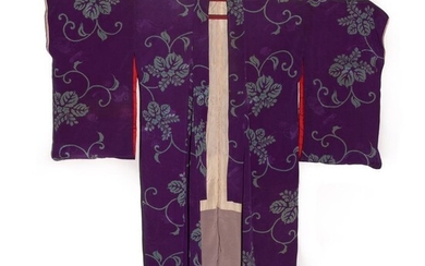 Japanese circa 1900 antique handwoven silk damask