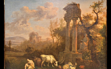 Jean-Louis DEMARNE (1752/54-1829) ancient ruins, Oil on canvas, not signed,...