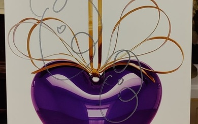 Jeff Koons Signed Catalog Purple Heart Page Drawing 2017