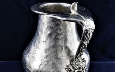 Jug, Special piece with mythological Bacchus - .800 silver - Italy - Mid 20th century
