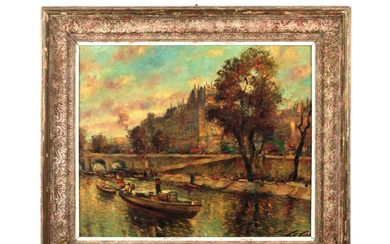 L. Libert. View of Paris from the Seine.