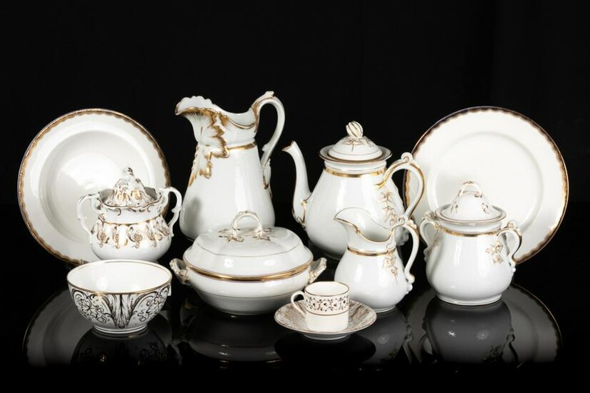 LOT OF WHITE AND GOLD PORCELAIN TABLEWARE