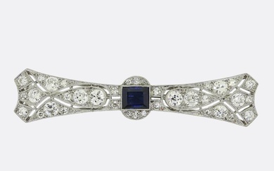 Lacloche Frères Art Deco Sapphire and Diamond Brooch