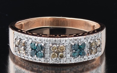 Ladies' Gold and Multicolor Diamond Band