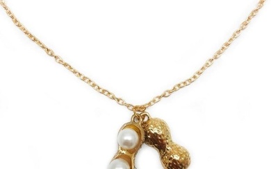 Ladies Peanut Double Pearl 18kt Gold Plated Necklace