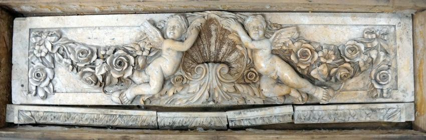 Large 59" Carved Marble Cherub Relief Plaque