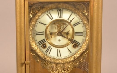 Large Ansonia Brass Case Carriage Clock.