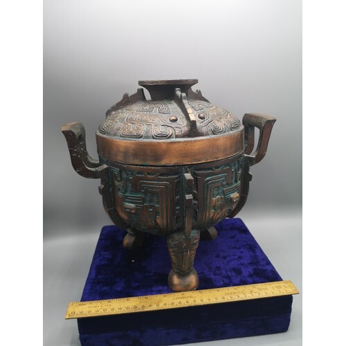 Large Chinese incense burner with cover