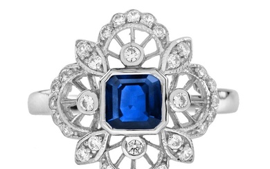 Lilly M. JEWELERS - Ring - 14 kt. White gold - 1.28 tw. Sapphire - Diamond