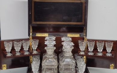 Liquor cabinet - Napoleon III - Brass, Ebony, Glass, Mahogany - Mid 19th century
