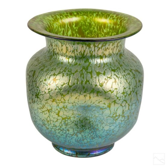 Loetz 8" Bohemian Iridescent Art Glass Pinch Vase