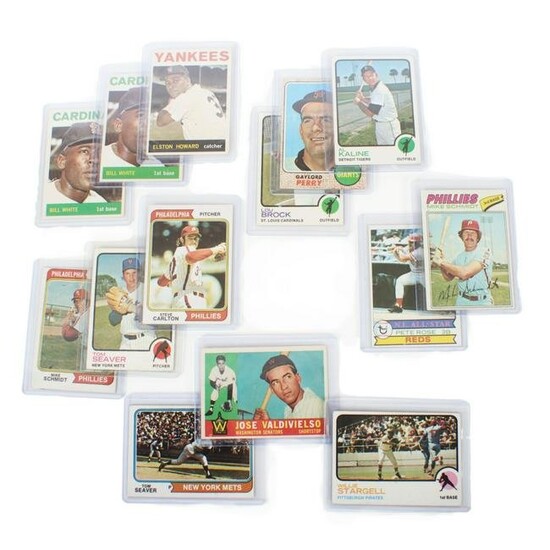 Lot of 14 - 1960's-70's Topps Baseball Cards, Stars
