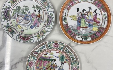 Lot of 3 CHINESE PORCELAIN FAMILLE ROSE PLATES