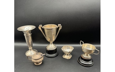 Lot of four Sterling Silver Trophies + Mustard pot - Silver ...