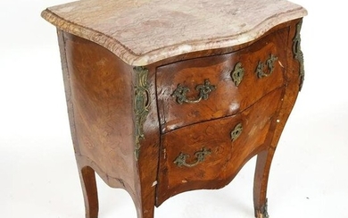 Louis XVI-Style Marble Top Bombe Commode