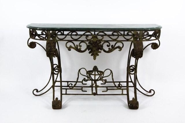 Louis XVI Style Marble Top Console Table