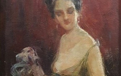 Luca Postiglione (1876-1936) - Donna con ventaglio
