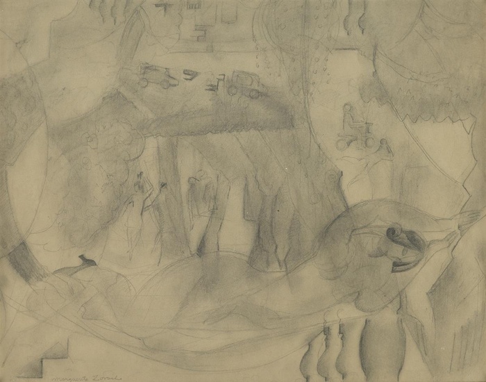 MARGUERITE ZORACH Central Park, New York. Pencil on paper, circa 1917. 278x352 mm;...