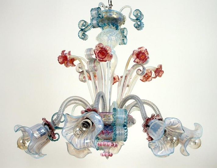 MURANO 8-ARM CRYSTAL CHANDELIER ALTERNATING ARMS
