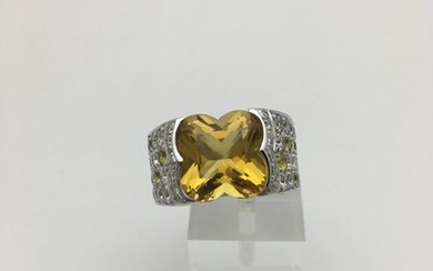 Mauboussin - 18 kt. White gold - Ring - 6.50 ct Citrine - Diamond, Sapphire