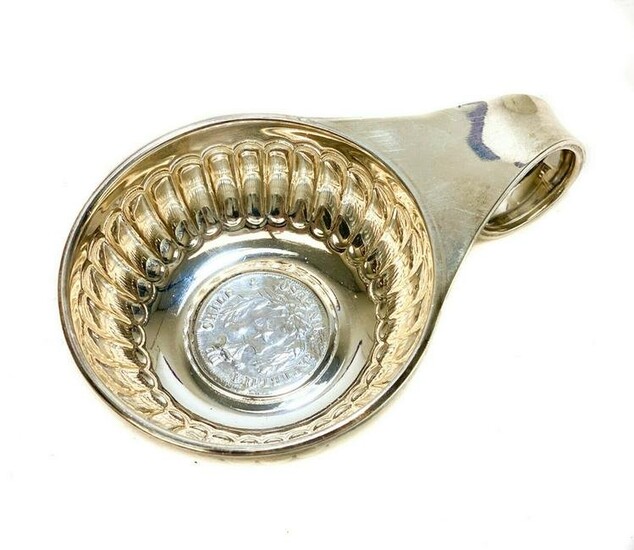 Mexico Sterling Silver Chile Coin Mounted Tastevin