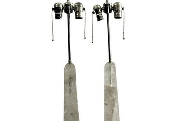 Mid Century /Modern Rock Crystal Obelisk Lamps