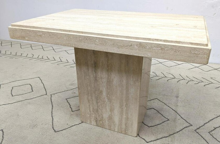 Mid Century Modern Travertine Side Occasional Table.