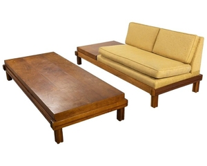 Mid Century Sofa - Attached Table & Coffee Table