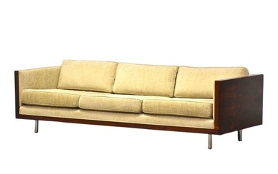 Milo Baughman Style Rosewood and Chrome Sofa