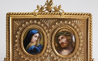 Miniature porcelain diptych of Mary and Jesus
