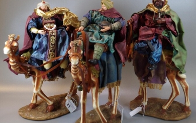 Modern figural Christmas group of the Three Wise Men,...