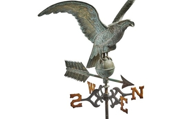 Molded Full-Bodied Sheet Copper Eagle Weathervane, Probably New York, Circa 1890
