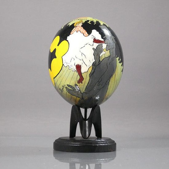 Moulin Rouge Paris Lithography Egg on Black Stand