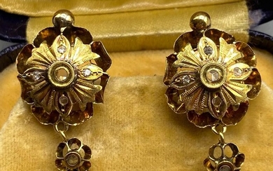 NO RESERVE PRICE - 18 kt. Yellow gold - Earrings Diamond