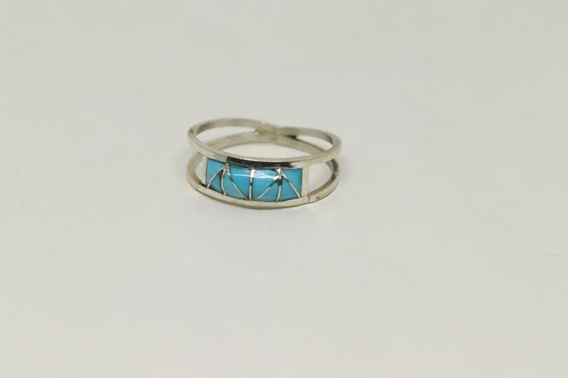 Native American Navajo Inlay Turquoise Ring