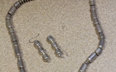 Navajo Sterling Necklace and Pair of Earrings