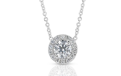 Necklace with pendant White gold, ---Ideal Cut Diamond-- Diamond (Natural) - Diamond