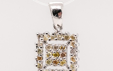 No Reserve Price - 0.19 tcw - Light to Fancy Mix Yellow - 14 kt. White gold - Pendant Diamond