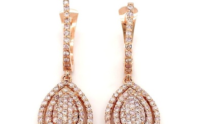 ***No Reserve Price*** 0.75 Carat Pink Diamond Earrings - 14 kt. Pink gold - Earrings