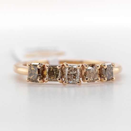 No Reserve Price - 1.15 tcw - Very Light Yellow - 14 kt. Pink gold - Ring Diamond