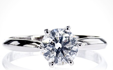 No Reserve Price - 1.20 Ct E-F/SI1 Round Diamond Ring - Engagement ring - 14 kt. White gold - 1.20 tw. Diamond (Natural)