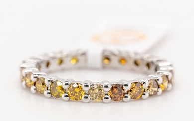 No Reserve Price - 1.30 tcw - Fancy Intense Yellow - 14 kt. White gold - Ring Diamond
