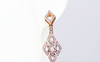 No Reserve Price - IGI 0.88 Ct - Earrings - 14 kt. Rose gold Diamond (Natural)